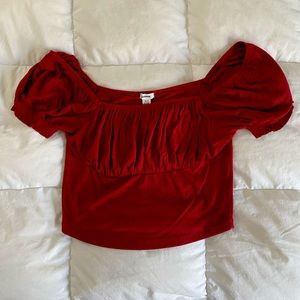 Red square neck crop top, size small.